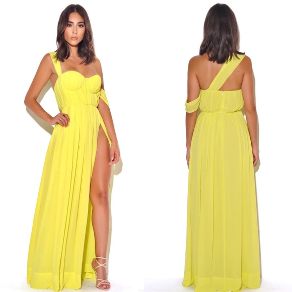 Miss Circle Yellow Chiffon Maxi Dress - Picture 2 of 5